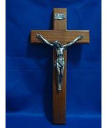 12&quot; Wall  Crucifix-  Pewter Corpus- Walnut Finish by Jeweled Cross  - £19.97 GBP