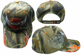 Jesus Is Lord Biker Style Christian Flame Camo Embroidered Cap Hat Jesus... - £18.54 GBP