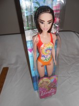 NIB Mattel Barbie Doll Swimsuit full size flat feet xlong dark hair Christmas  - $19.79