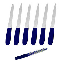 6 Pc Sapphire Nail Files Metal Stainless Steel Dual Sided Manicure Emery Boards - $18.99