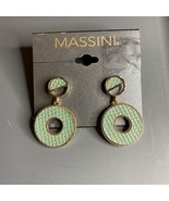 Massini  Faux Leather Round Green/Gold earrings Pierced - $7.85