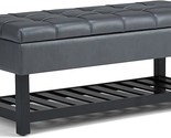 Saxon 43 Inch Wide Transitional Rectangle Storage Ottoman Bench In Stone... - £239.77 GBP