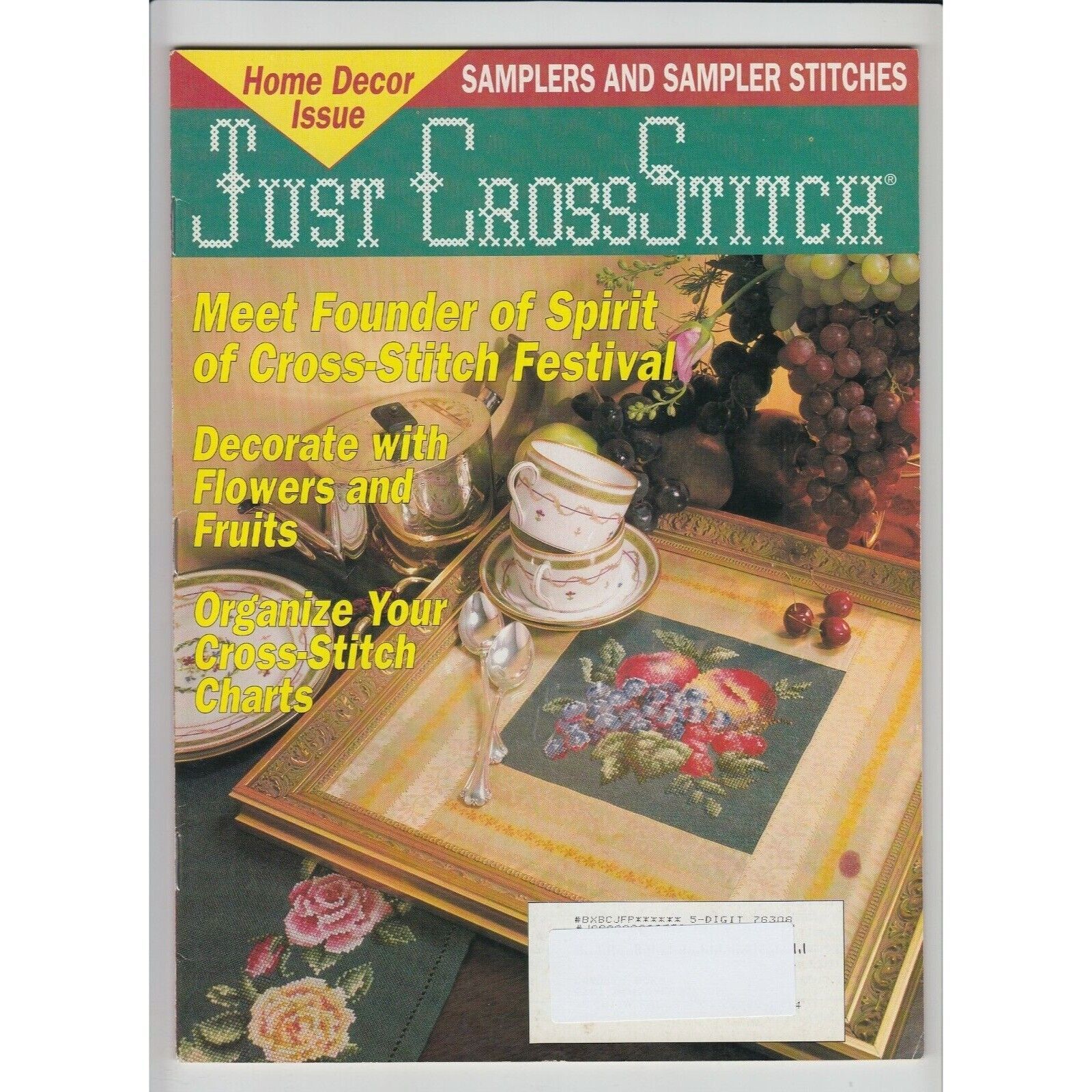 Primary image for Just Cross Stitch Magazine Home Décor Issue March April 1994 Sampler Flowers