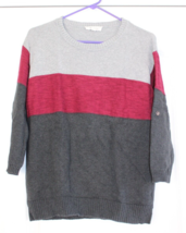 Tara By Vince Camuto Color Block 3/4 Sleeve Sweater Size Women&#39;s Small Gray Red - £32.14 GBP
