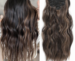 Clip in Hair Extensions for Women, 6PCS Clip Ins Long Wavy Curly Dark Br... - $33.50