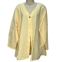 Coldwater Creek One Button Linen Cardigan Top Yellow Size 1X Tie Back New  - £34.32 GBP