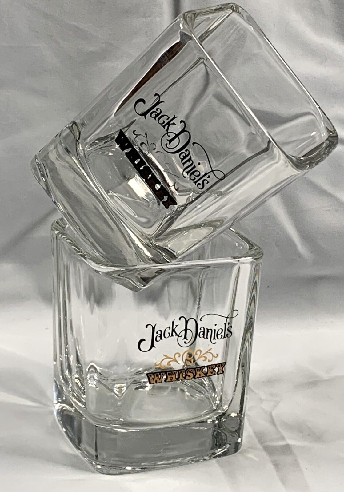Primary image for 2 Jack Daniels Whiskey 8 oz Square Cocktail Glasses