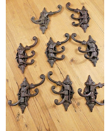 8 Cast Iron Antique Style SWIVEL Coat Hooks Hat Rustic  **READ DESCRIPTION* - $34.99