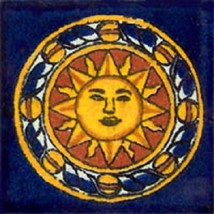 Mexican Tiles &quot;Cobalt Aztec Sun&quot; - £175.85 GBP