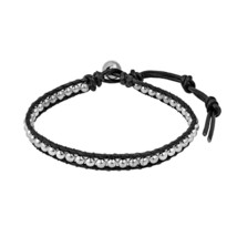 Cute Handcrafted Silver Beads Single Strand Leather Bracelet - £7.31 GBP