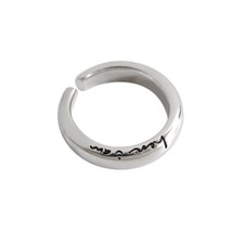 Kinel S925 Sterling Silver Chic English Logo Thick Ring Minimalist Wide Glossy O - £22.23 GBP
