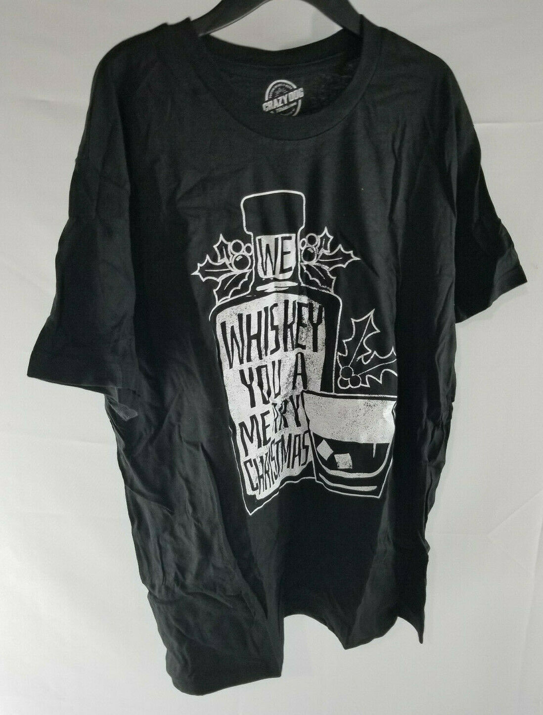 Primary image for NWOT Mens We Whiskey You A Merry Christmas T Shirt Black size Large Crazy Dog