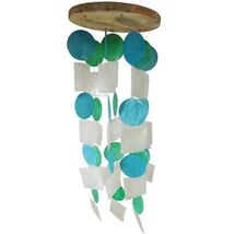 Barry Owens Circles and Squares Capiz Wind Chime Aqua, Turquoise and White - $21.98