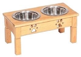 10&quot; Table Top Dog Feeder Handmade Elevated Wood Stand  2QT Bowls UNFINIS... - $74.97