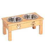 10&quot; Table Top Dog Feeder Handmade Elevated Wood Stand  2QT Bowls UNFINIS... - $1,374.84 MXN