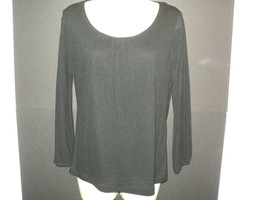 NEW Talbots Petites Large Top PL Black 3/4 Sleeve Semi-Sheer Rounded Neck Rayon - £13.21 GBP