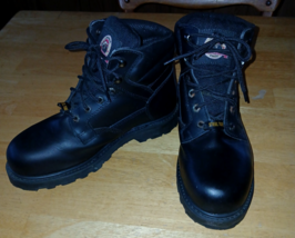 BRAHMA "GUS" MEN'S BLACK LEATHER STEEL-TOE LACE-UP BOOTS-9.5W-BARELY WORN - $22.00