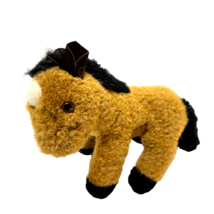 RARE Vintage Gund 6&quot; Plush Horse Pony Black Brown Fur Stuffed Animal - £10.56 GBP