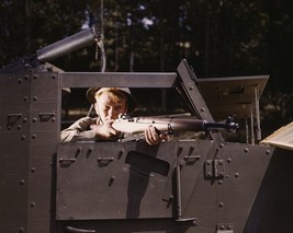 US Army soldier on halftrack with M1 Garand rifle Fort Knox Kentucky Photo Print - £6.88 GBP+