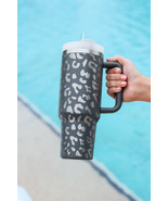Gray Leopard Print 40OZ Stainless Steel Portable Cup with Handle - $33.14