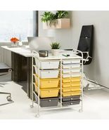 15-Drawer Storage Rolling Organizer Cart-Yellow - Color: Yellow - €119,62 EUR