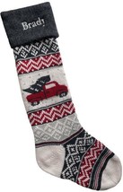 Pottery Barn Natural Fair Isle Truck Wool Christmas Stocking  Monogramme... - £19.87 GBP