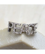 Genuine Pave Diamond Alphabet &#39;PEACE&#39; 925 Sterling Silver Handmade Ring ... - £122.56 GBP