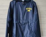 Michigan Champion Mens Half Zip Hooded Windbreaker Jacket Size L Navy Blue - $27.61