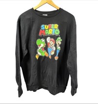 Nintendo Super Mario Sweatshirt Mens Large Graphic Crewneck Pullover Bla... - $21.04