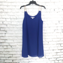 Sans Souci Dress Womens Large Blue Chain Straps Sleeveless Lined Scoop Neck Mini - £19.97 GBP