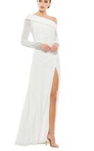 Mac Duggal Women&#39;s White Off The Shoulder Jeresy Gown With Jewel Accent 6 NWOT - £151.52 GBP