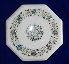 16&quot; White Coffee Table Top Foyer Garden Furniture Marble Paua Shell Pietra Dura - £515.62 GBP