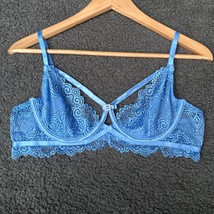 Shirley Of Hollywood Strappy Rhinestone Blue Lace Push Up Underwire 3120... - $21.31