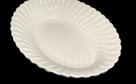 Syracuse China Wedding Ring Silhouette Oval Serving Bowl 10" x 7.75" Silver Trim image 5