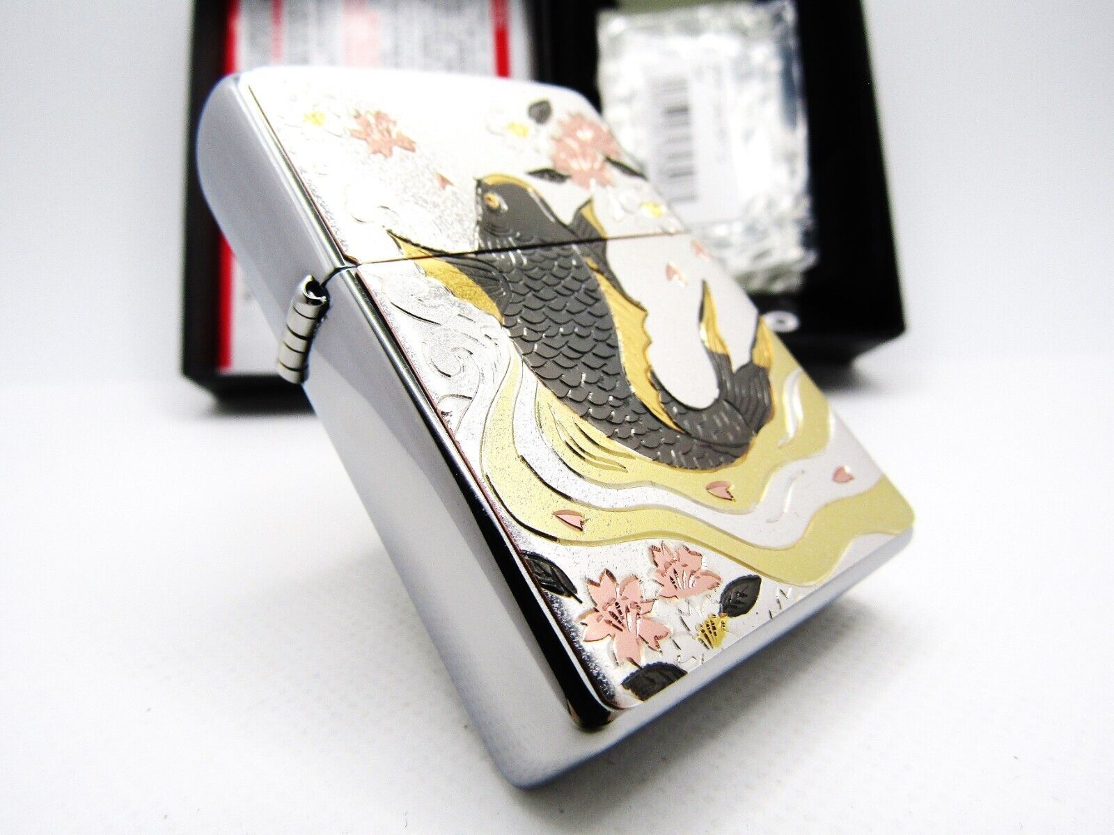 Carp cherry blossoms Electroformed Plate Zippo 2023 MIB - $50.77
