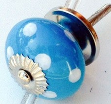 8 Blue &amp; White Ceramic Cabinet Knobs Drawer Pulls Closet Door Handles Po... - $38.57