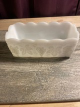 Anchor Hocking Fire King Ware Milk Glass Loaf Pan Casserole Planter Grape Vine - $14.80