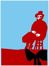 2085 Red man seating on chair vintage 18x24 Poster.Animated home Decorative Art. - £22.20 GBP