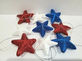 (9) Christmas Patriotic 4th of July Red White Blue Stars Styrofoam Ornaments 2&quot;  - £9.48 GBP