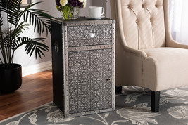 Nevina Industrial Silver Metal Floral Accent Cabinet - $3,220.68 MXN