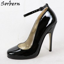 Sorbern 14Cm 16Cm Sexy Women Shoes Leather Ladies Pump High Heel Matt Black Stil - £187.36 GBP