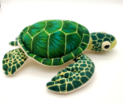 Wild Republic Sea Turtle Plush Stuffed Animal 11&quot; Soft Eyes Green Toy K &amp; M - £7.03 GBP
