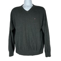 Tommy Hilfiger Gray V Neck Mens Pullover Sweater Medium Classic Embroide... - $24.37