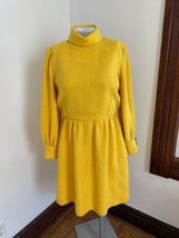 VTG Charles Cooper Couture Wool Dress Yellow Mod Long Sleeve 10 Turtlene... - $70.13