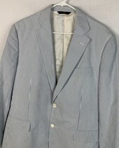 Brooks Brothers Blazer Mens 42L Blue White Seersucker Striped Jacket Cot... - £55.87 GBP