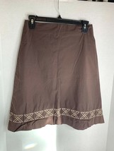 Final Touch Womens Sz S Brown Skirt Embroidered Tan Hem  - £9.34 GBP