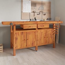 Workbench with Drawers and Vices 192x62x83 cm Solid Wood Acacia - £244.97 GBP