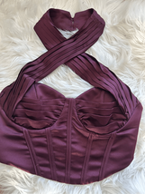 Pretty little thing burgundy corset wraparound sexy crop top size 0 - $34.65