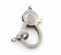 Pave Diamond Lobster Claw Clasp 925 Silver Diamond Clasp Chain Connector... - $2,114.54 MXN