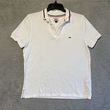 Men&#39;s Tommy Hilfiger Classic Short Sleeves Polo Shirt Sz L White Flag Logo - £8.04 GBP